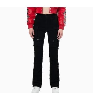 Smoke Rise Red Deep Black Skinny with Flare Bottoms, Size Small